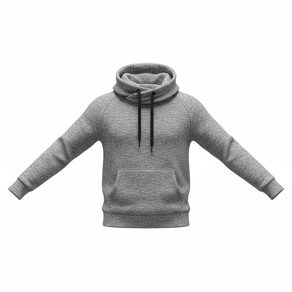 DEREK HEART Cowl Drawstring Neck, Pouch Front Pocket Sweatshirt Women Sz S Gray